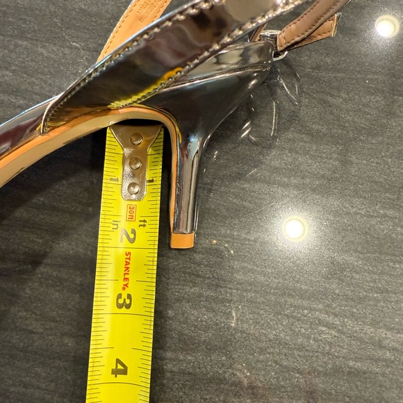 Anthropologie Silver Kitten Heels. Size 38. - Picture 10 of 10